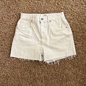 Cream denim shorts